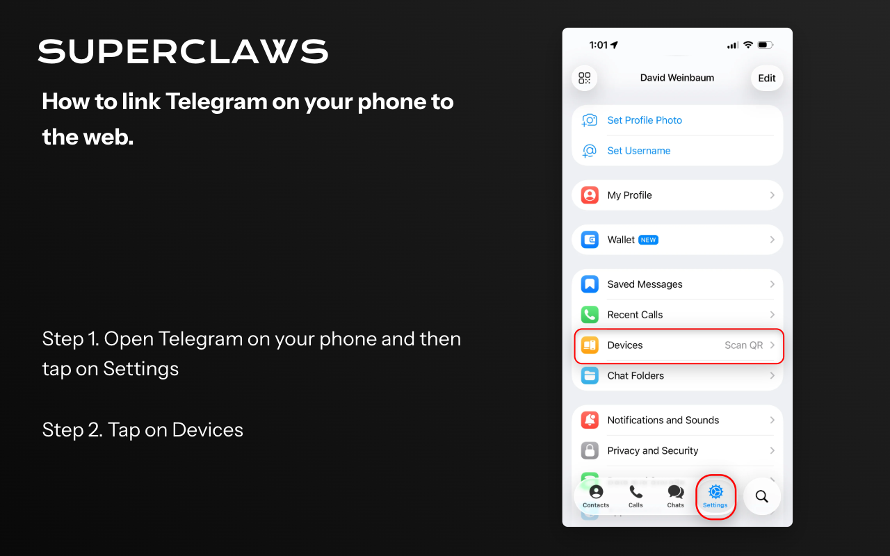 Open Telegram Settings on Desktop